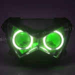 Motorcycle Accesorios Angel Eye LED Headlight Assembly Projector HID Xenon Head Light Faros Led Moto For Kawasaki Z800 Z250 Z300 - Image 2