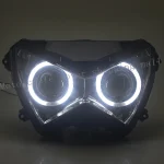 Motorcycle Accesorios Angel Eye LED Headlight Assembly Projector HID Xenon Head Light Faros Led Moto For Kawasaki Z800 Z250 Z300 - Image 4